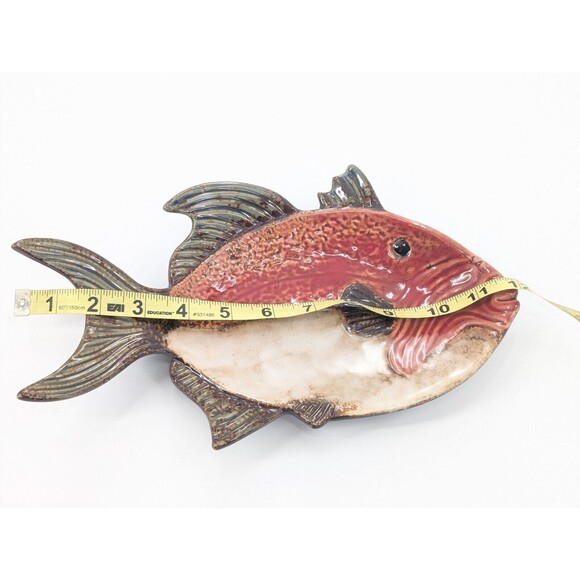 Pier 1 One Imports Hand Painted Fish Shaped Trinket Dish Bowl Tray Nautical 12" - Picture 2 of 11